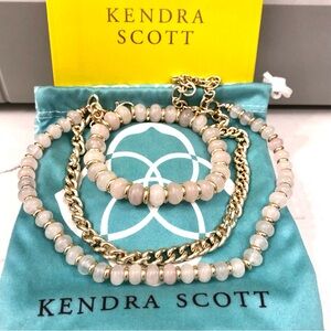 Kendra Scott - Rebecca Gold Multi Strand Necklace in Rose Quartz and bracelet